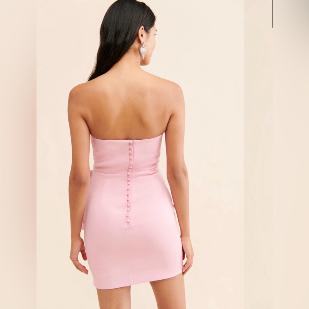 Strapless Pink Ruffle Mini Dress - Picture 2 of 11